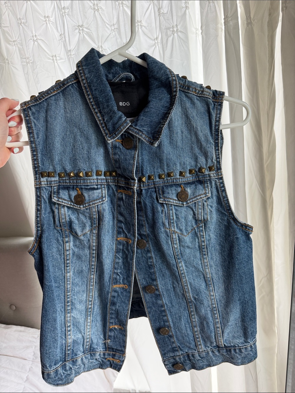BDG Studded Blue Denim Vest